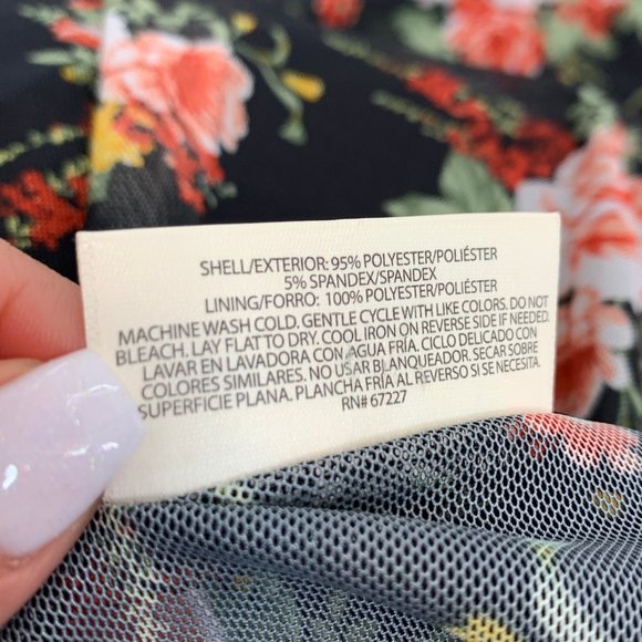 Bobbie & Brooks Floral Sleeveless Blouse Black Orange Chiffon Layer Medium - Picture 7 of 11